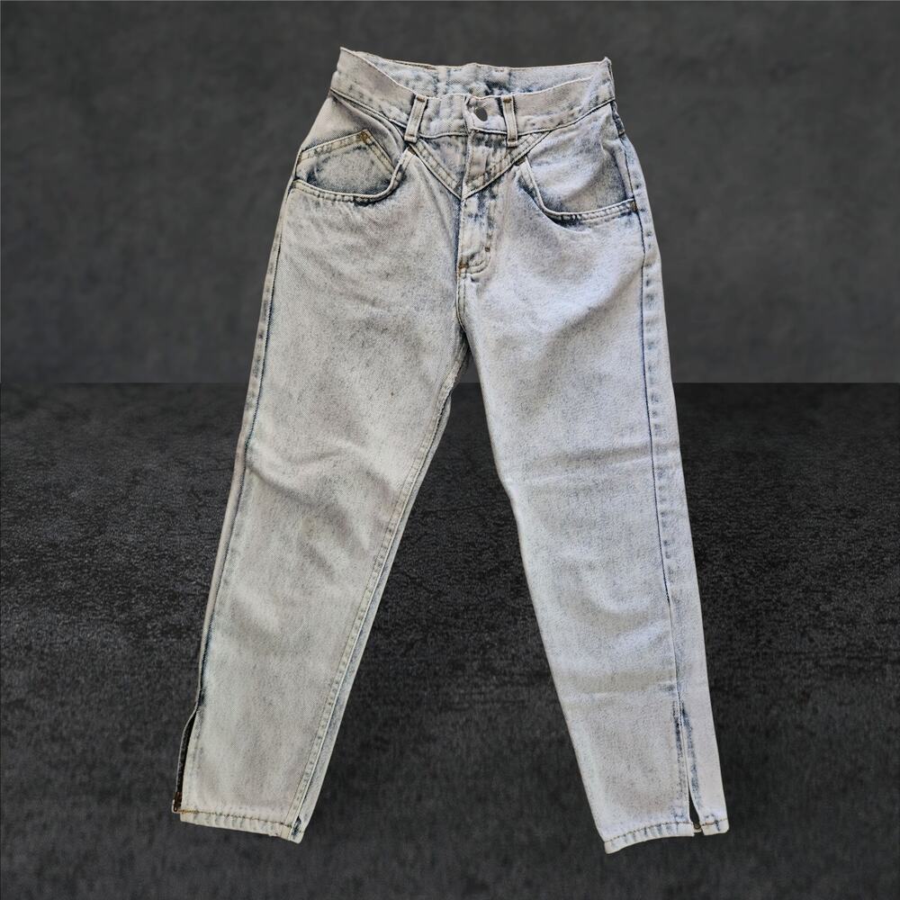 Lee Jeans Girls Sz 12R 23"x22" Bleached Tapered Ankle Zip VTG Made in USA